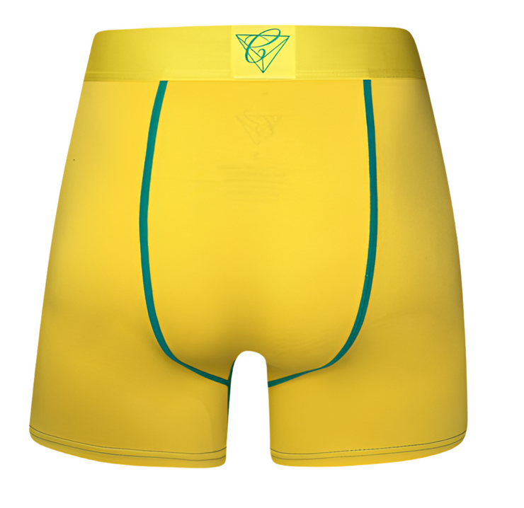 Chromaldinho yellow boxer shorts for men, soft cotton and spandex blend, comfortable and stylish, bold design, perfect fit, breathable men's underwear.