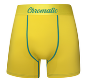 Men's Chromaldinho yellow boxer shorts, premium cotton-spandex fabric, vibrant color, comfortable and stretchy, ideal for everyday wear, high-quality men's underwear.