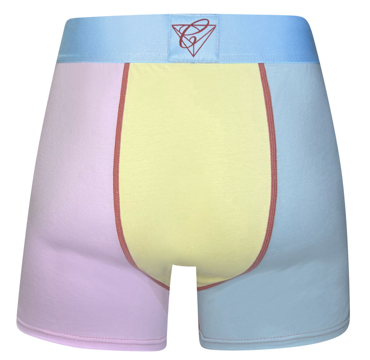 Neapolitan colorful boxer shorts for men, vibrant multicolor design, soft cotton and spandex blend, comfortable fit, stylish and breathable men's underwear.
