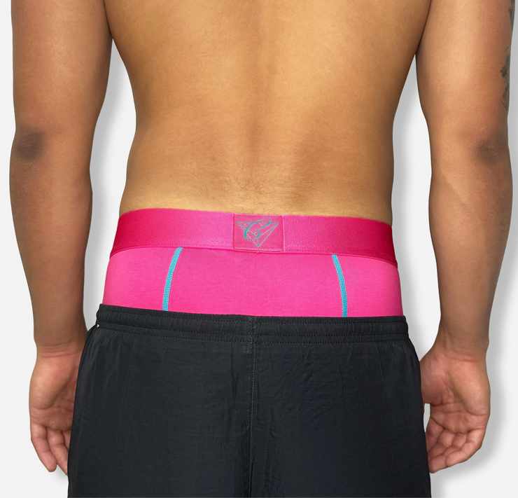 Men's South Beach pink boxer shorts, premium cotton-spandex fabric, bold and trendy, comfortable and breathable, ideal for casual wear, standout men's underwear.