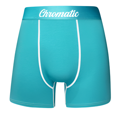 Tsunami SZN turquoise boxer shorts for men, bold and vibrant design, premium cotton and spandex blend, comfortable fit, breathable and stylish men's underwear.